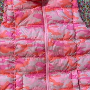 Pink and Orange Camouflage Puffer Vest